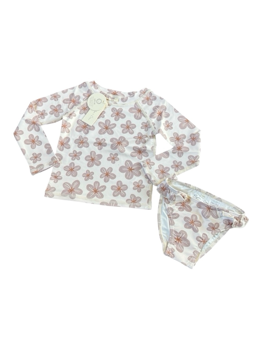 NWTS Rylee + Cru Maryn Rashguard set, Hibiscus, size 6-12 months UPF 50